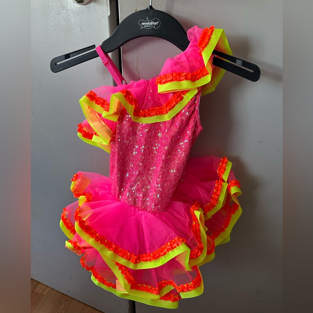Revolution Kids Neon Pink, Yellow, and Orange Dance Costume